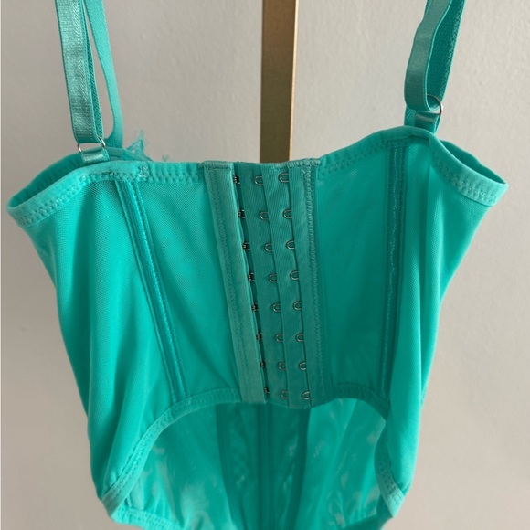 La Hearts Teal Lace Corset - Picture 3 of 5